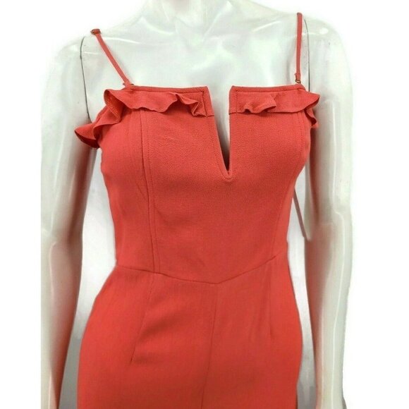 New Flynn Skye Parker Jumper Womens M Coral Salmon Jumpsuit V Neck Rayon - Picture 2 of 8